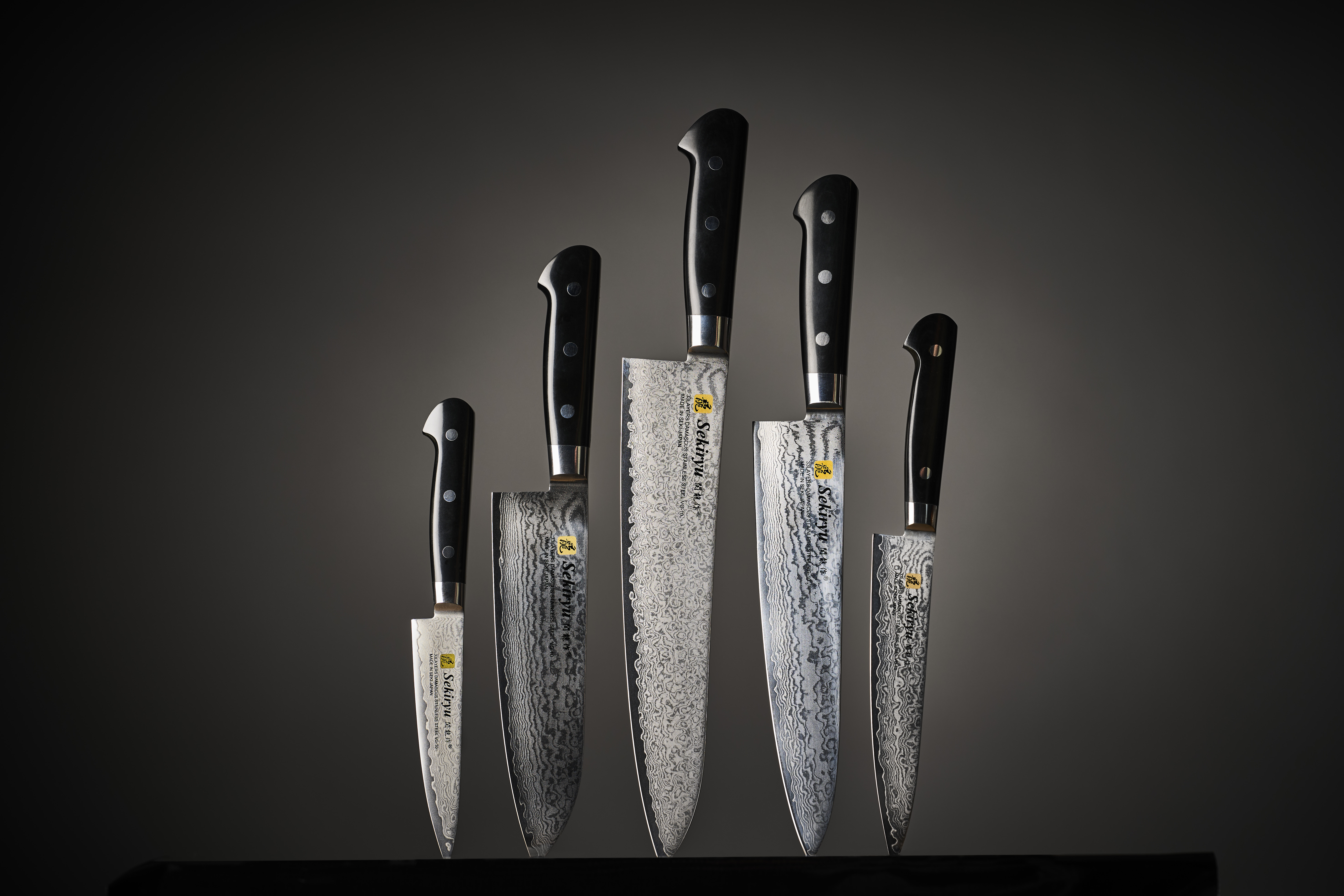 ダマスカス鋼の包丁、5本セット